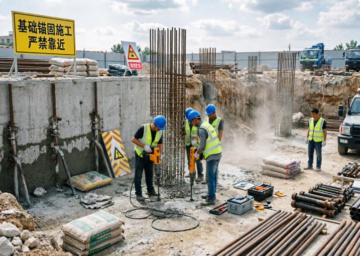 石碣镇基础锚固施工